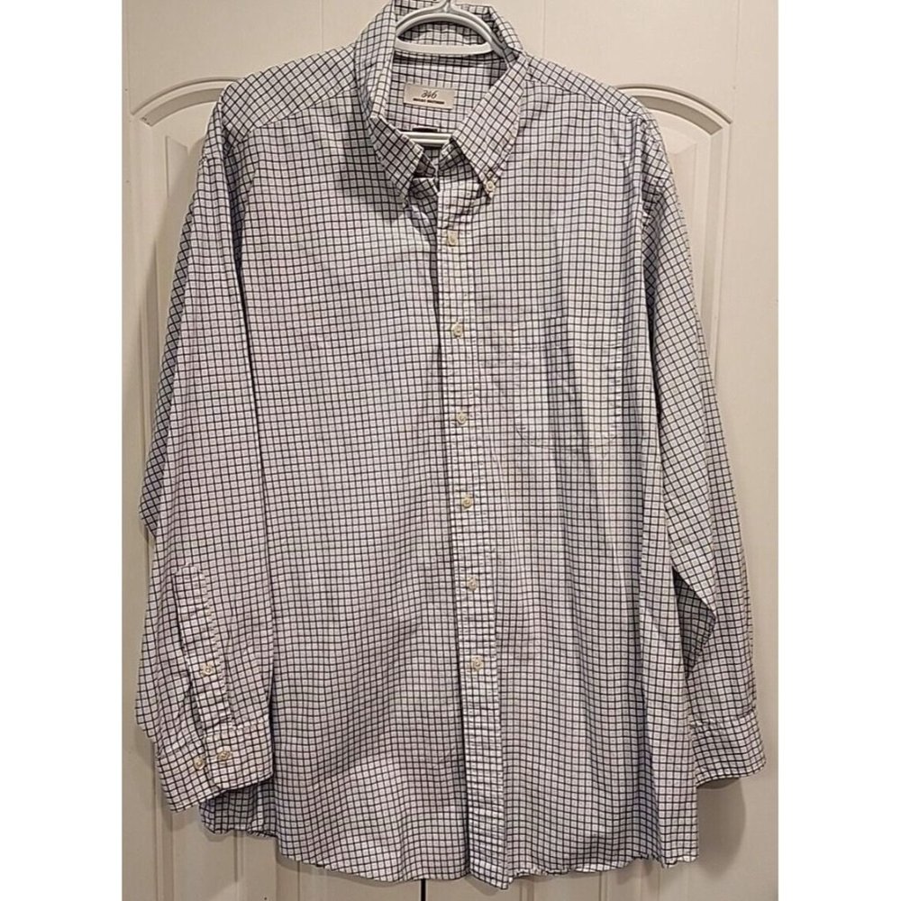 Brooks Brothers Shirt Mens 17 1/2 34/35 Blue White Check Long Sleeve 346